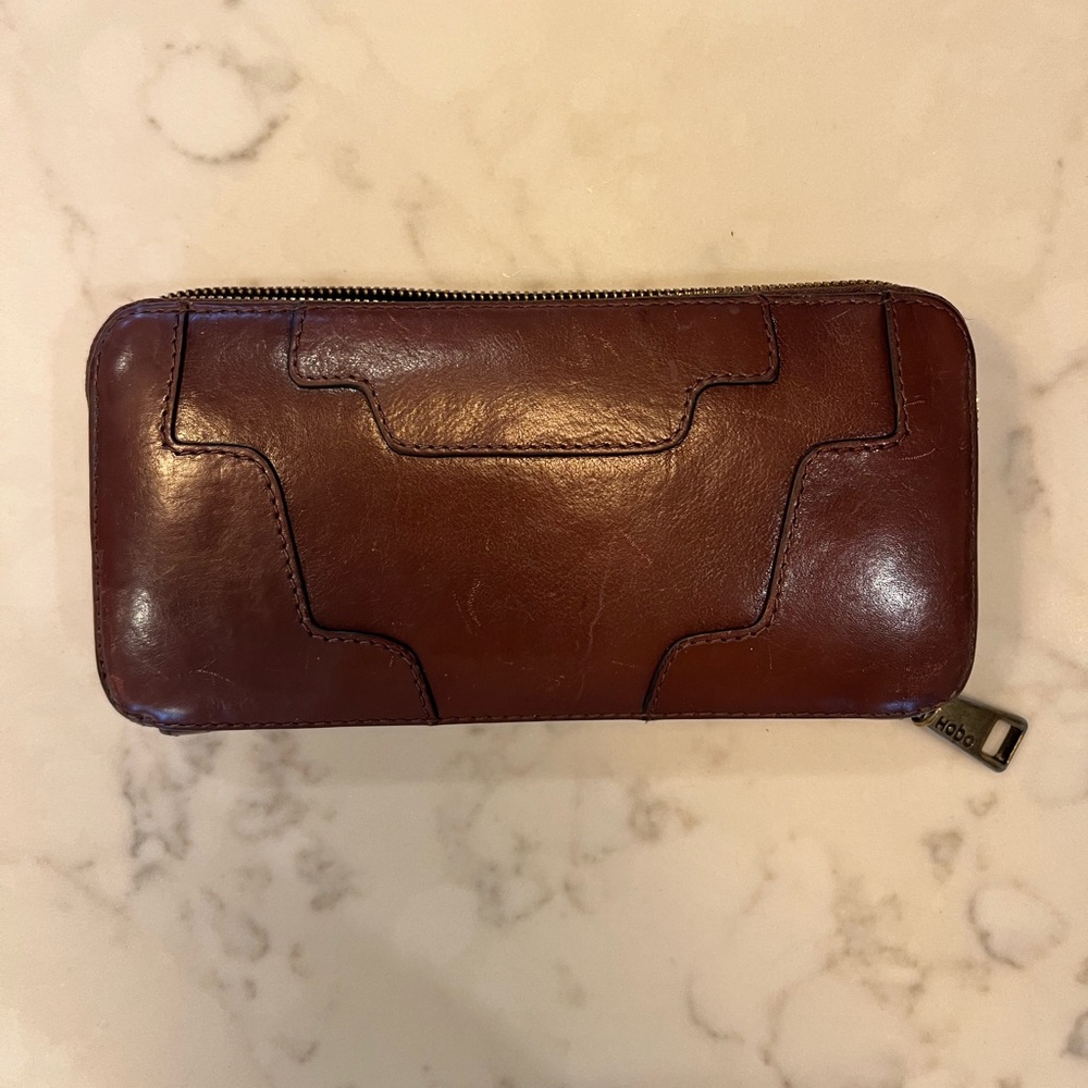 Saddle leather continental Hobo wallet